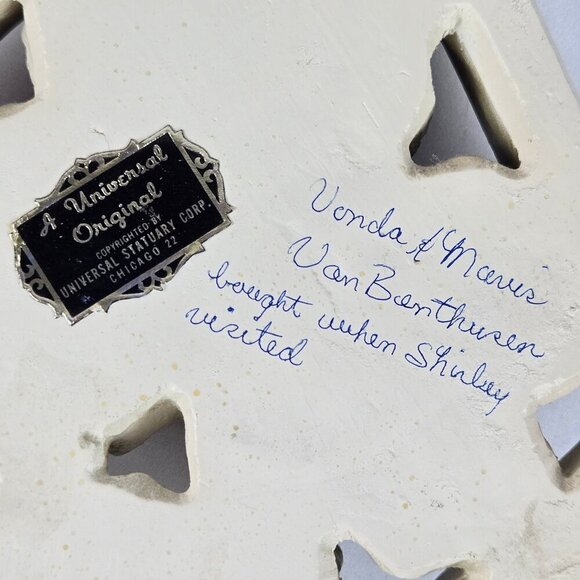 Vintage Universal Statuary Co 1958 Set of 2 Chalkware Floral Wall Hangings - Picture 7 of 16